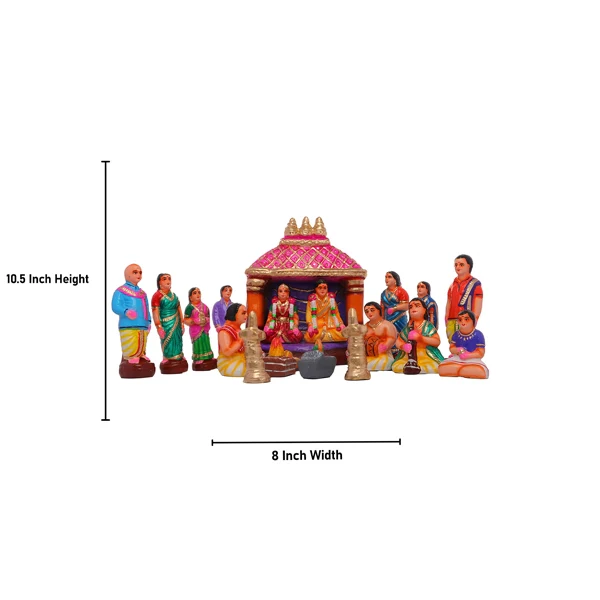 Marriage Clay Golu Bommai Set - 10.5 x 8 Inches | Giri Golu Doll/ Navaratri Golu Bomma/Gombe/Bommai - Image 2