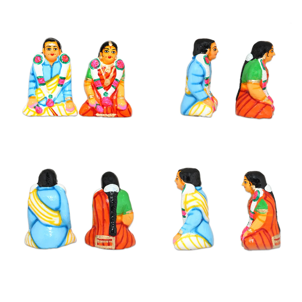 Marriage Clay Golu Bommai Set - 7 X 2.5 Inches | Giri Golu Doll/ Kalyanam Navaratri Gombe/ Navratri Decor - Image 3