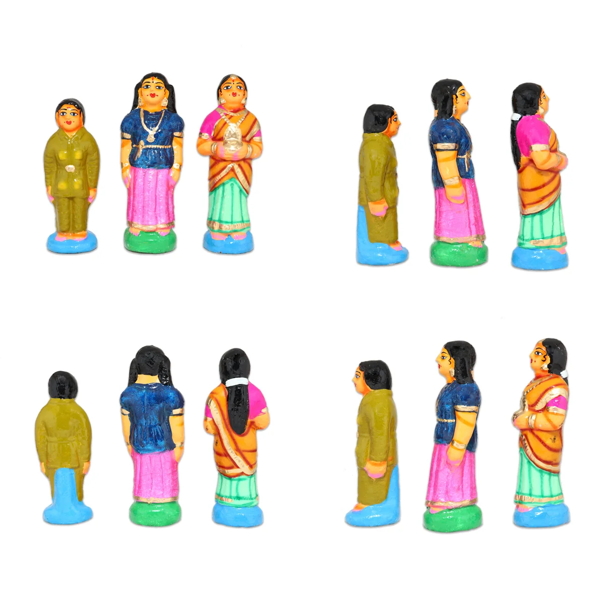 Marriage Clay Golu Bommai Set - 7 X 2.5 Inches | Giri Golu Doll/ Kalyanam Navaratri Gombe/ Navratri Decor - Image 4