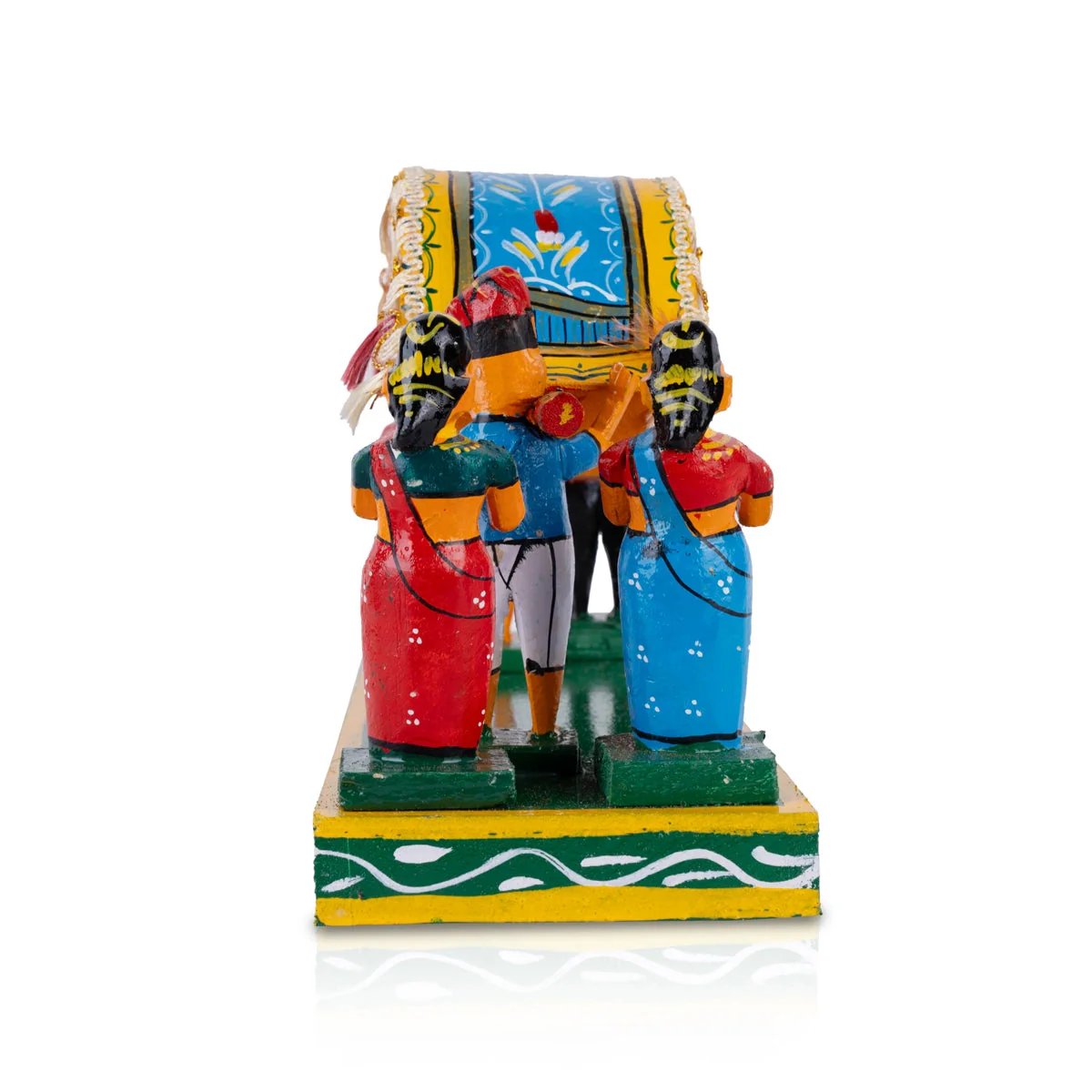 Marriage Palki Kondapalli Toy- 7.25 X 12.75 Inches | Handmade Showpiece/Wooden Pallakki Statue For Golu Display - Image 3