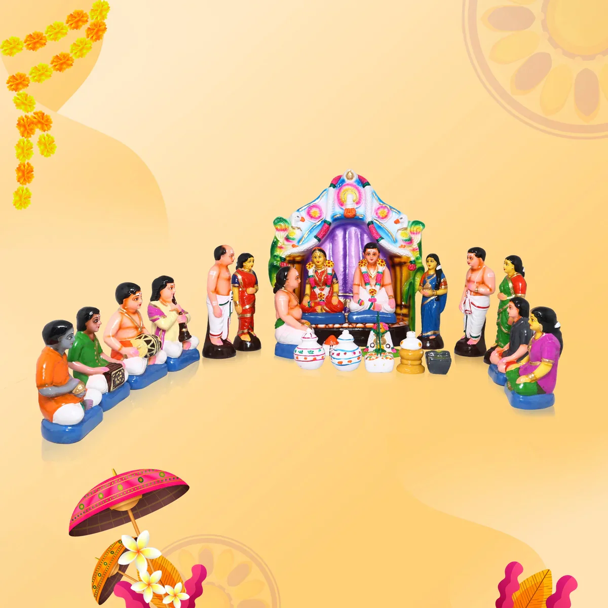 Marriage Paper Mache Golu Bommai Set - 14 Inches | Giri Golu Doll/ Navaratri Golu Bomma/Gombe/Bommai - Image 8
