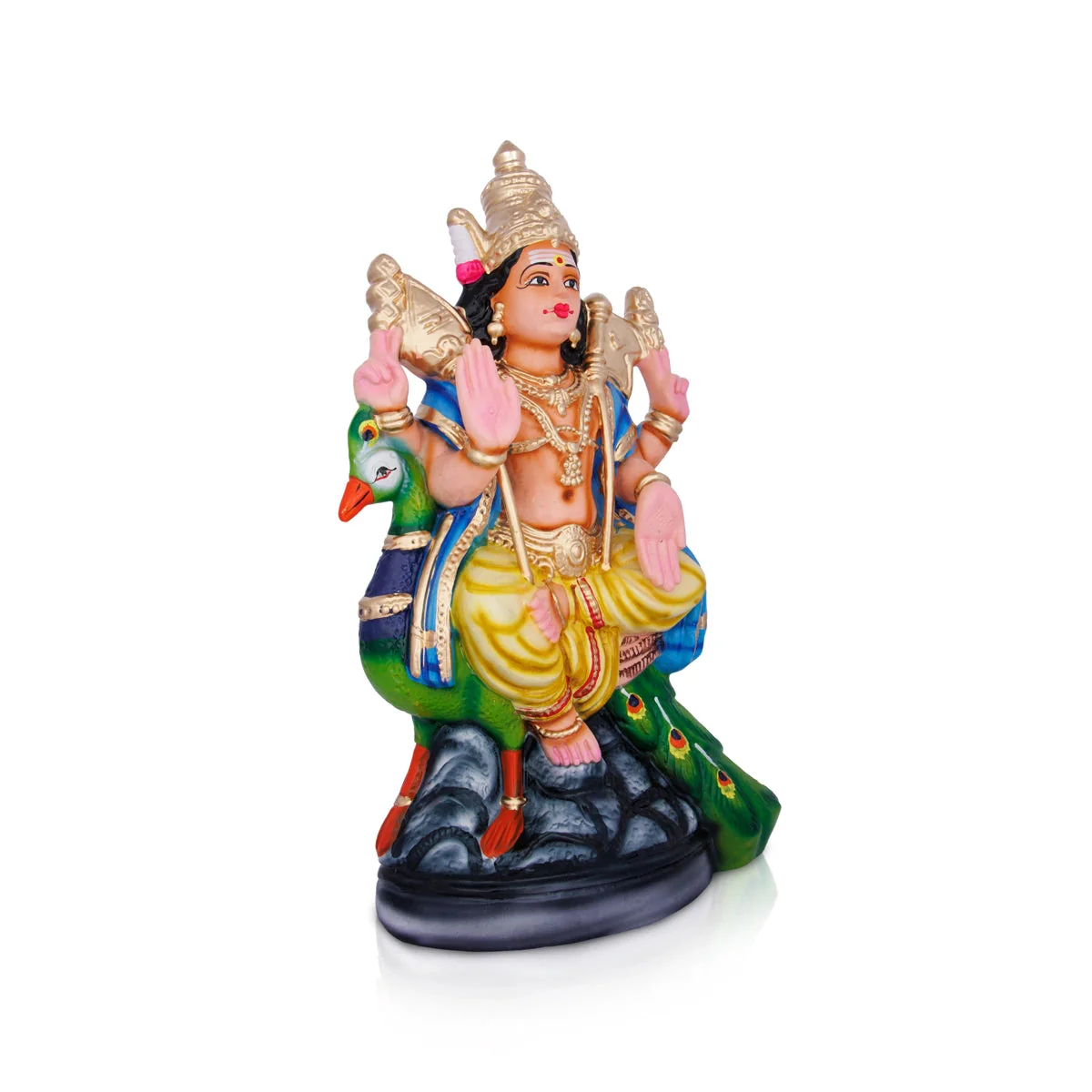 Mayil Murugan Paper Mache Golu Bommai - 15 Inches | Giri Golu Doll/ Navaratri Golu Bomma/Gombe/Bommai - Image 2