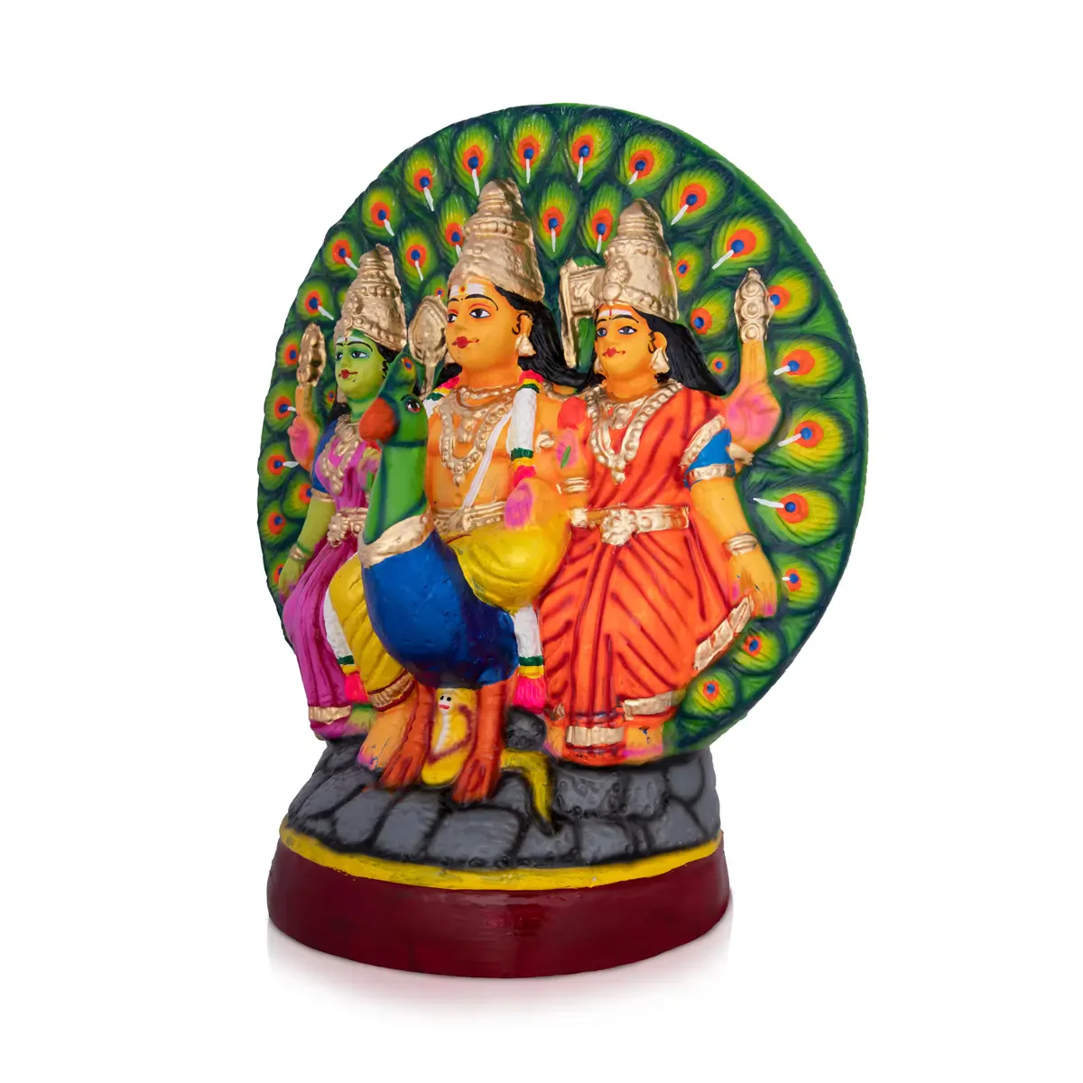 Mayil Murugan Paper Mache Golu Bommai - 16 x 12 Inches | Giri Golu Doll/ Navaratri Golu Bomma/Gombe/Bommai - Image 4