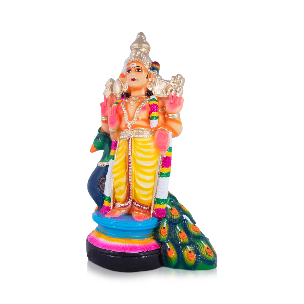 Mayil Murugan Paper Mache Golu Bommai - 21 x 10 Inches | Giri Golu Doll/ Navaratri Golu Bomma/Gombe/Bommai - Image 3
