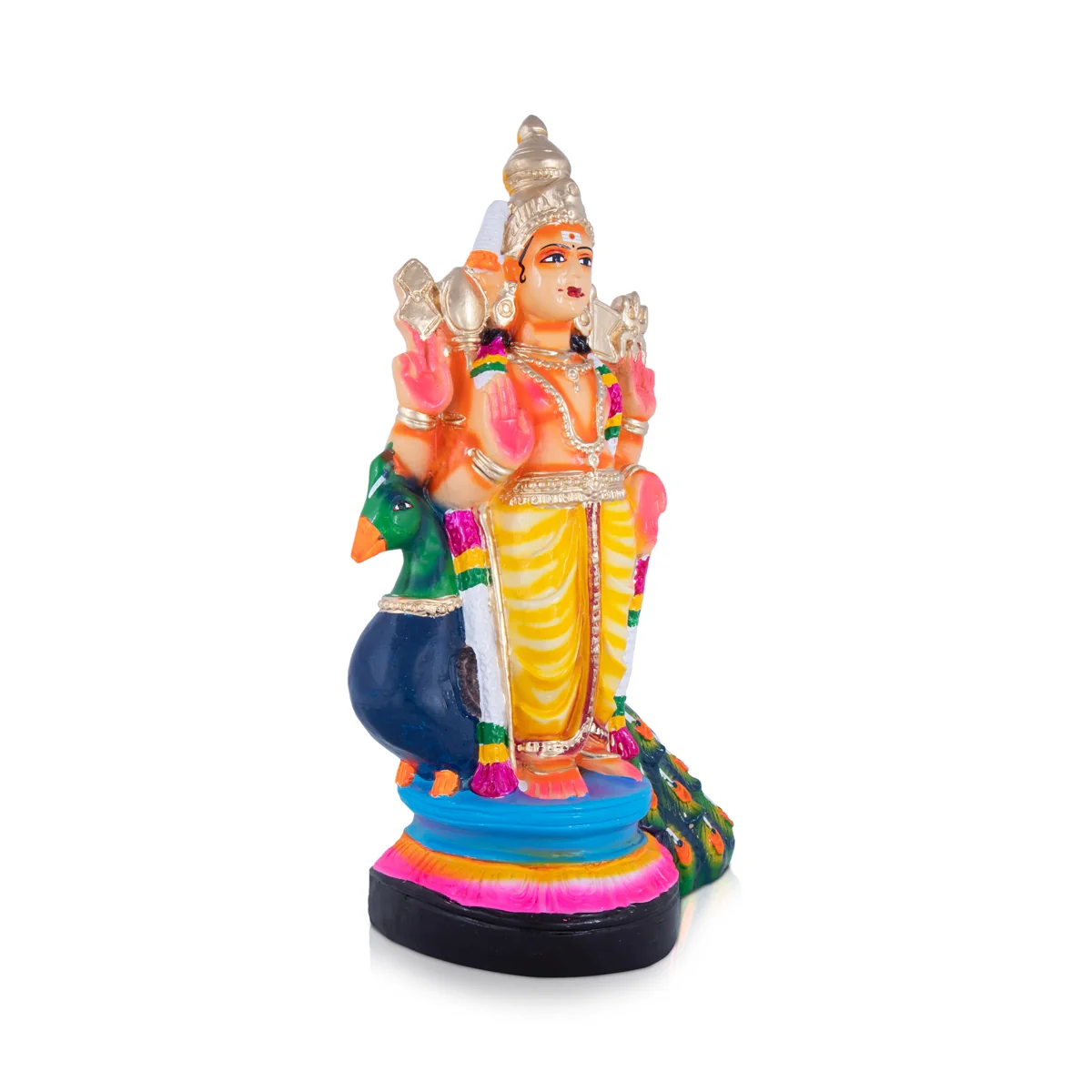 Mayil Murugan Paper Mache Golu Bommai - 21 x 10 Inches | Giri Golu Doll/ Navaratri Golu Bomma/Gombe/Bommai - Image 4