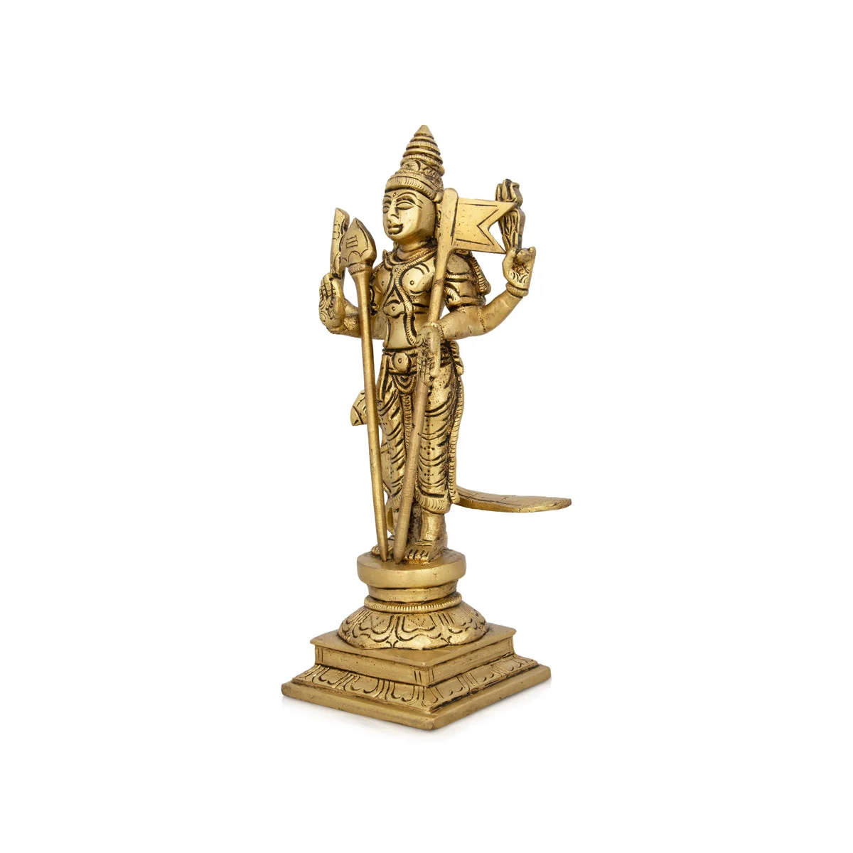 Mayil Murugan Statue - 8 X 4 Inches | Peacock Murugan Silai/ Antique Brass Idol For Pooja & Temple Décor - Image 3