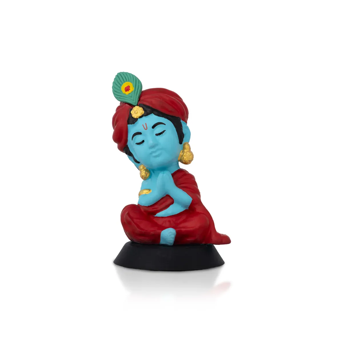 Meditating Krishna Murti - 3.5 X 2 Inches | Car Dashboard Decor/ Blue Colour Krishna Idol For Home Decoration