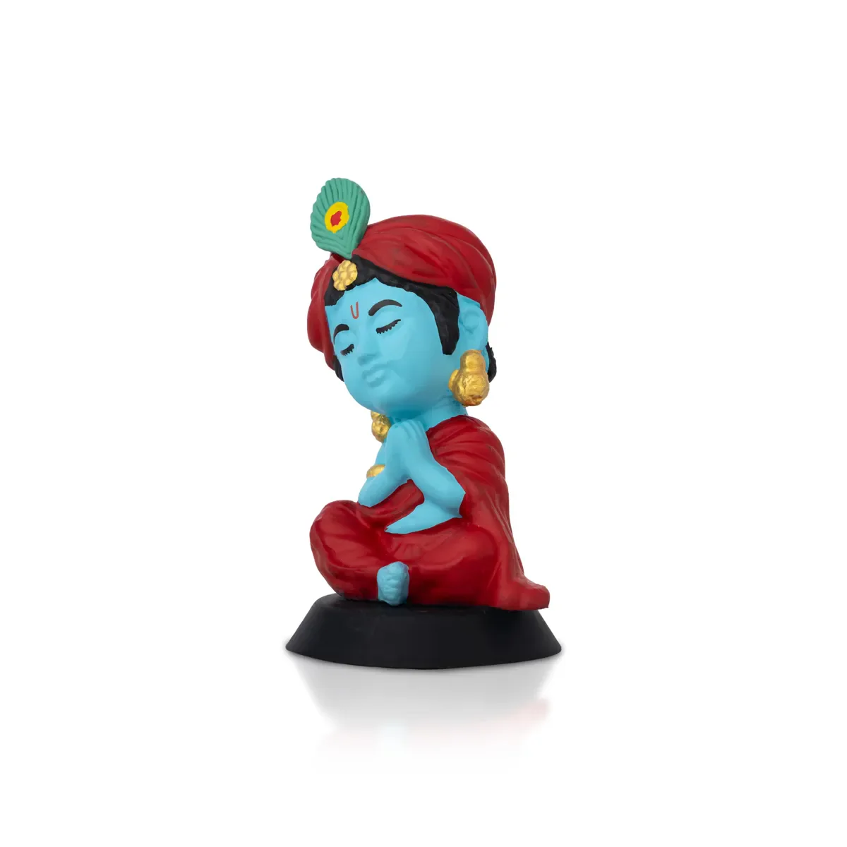 Meditating Krishna Murti - 3.5 X 2 Inches | Car Dashboard Decor/ Blue Colour Krishna Idol For Home Decoration - Image 2