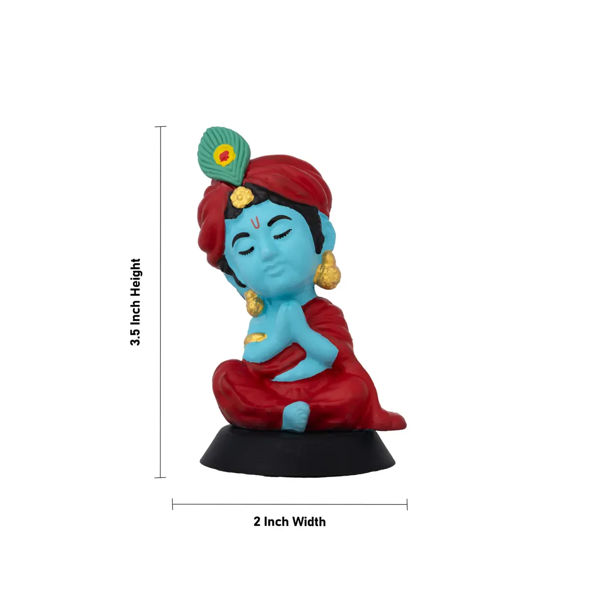 Meditating Krishna Murti - 3.5 X 2 Inches | Car Dashboard Decor/ Blue Colour Krishna Idol For Home Decoration - Image 3