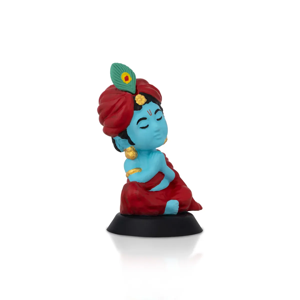 Meditating Krishna Murti - 3.5 X 2 Inches | Car Dashboard Decor/ Blue Colour Krishna Idol For Home Decoration - Image 4