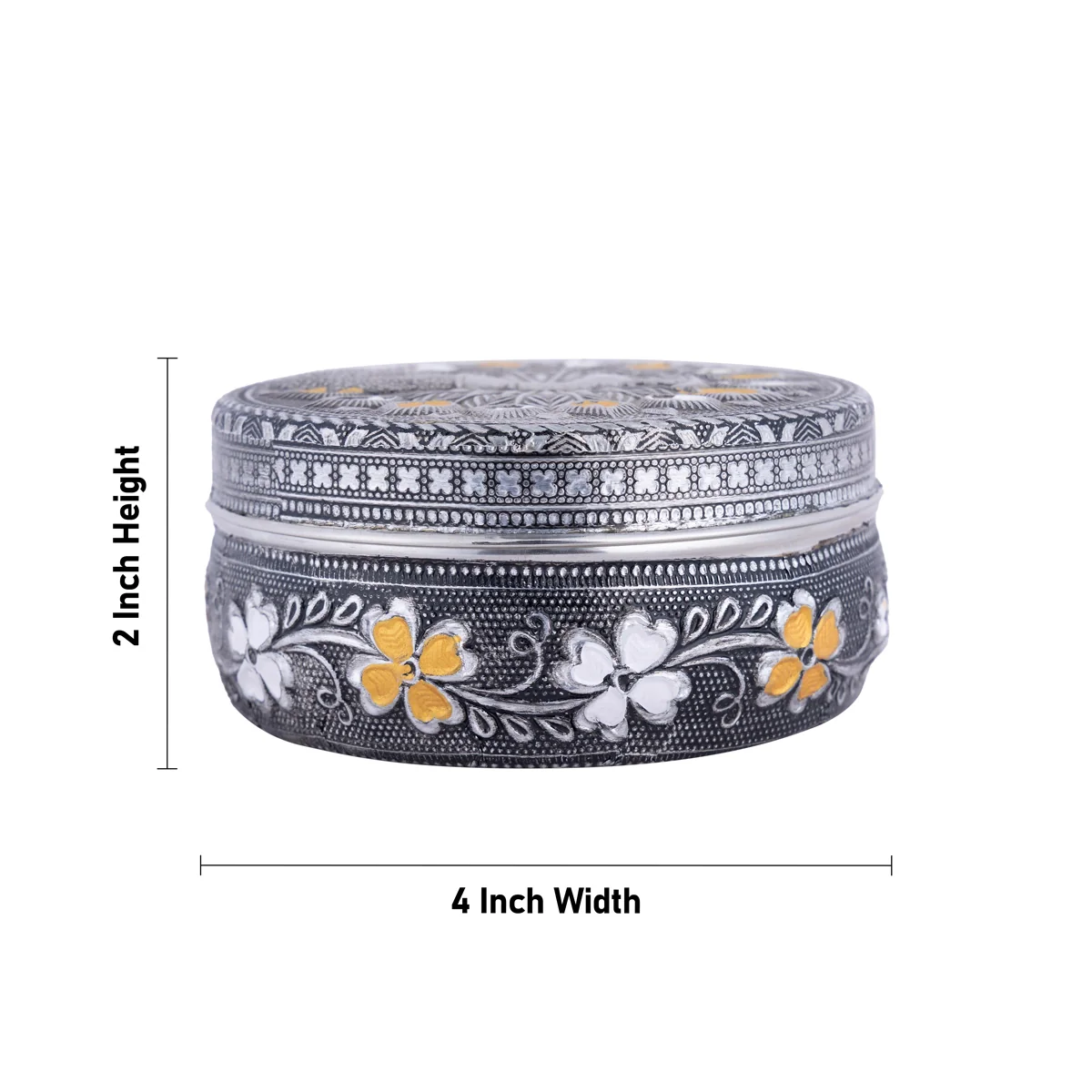 Meenakari Design Pooja Box With Lid- 2 X 4 Inches | Decorative Storage Box/ Jewellery Box/ Puja Box For Kumkum - Image 5