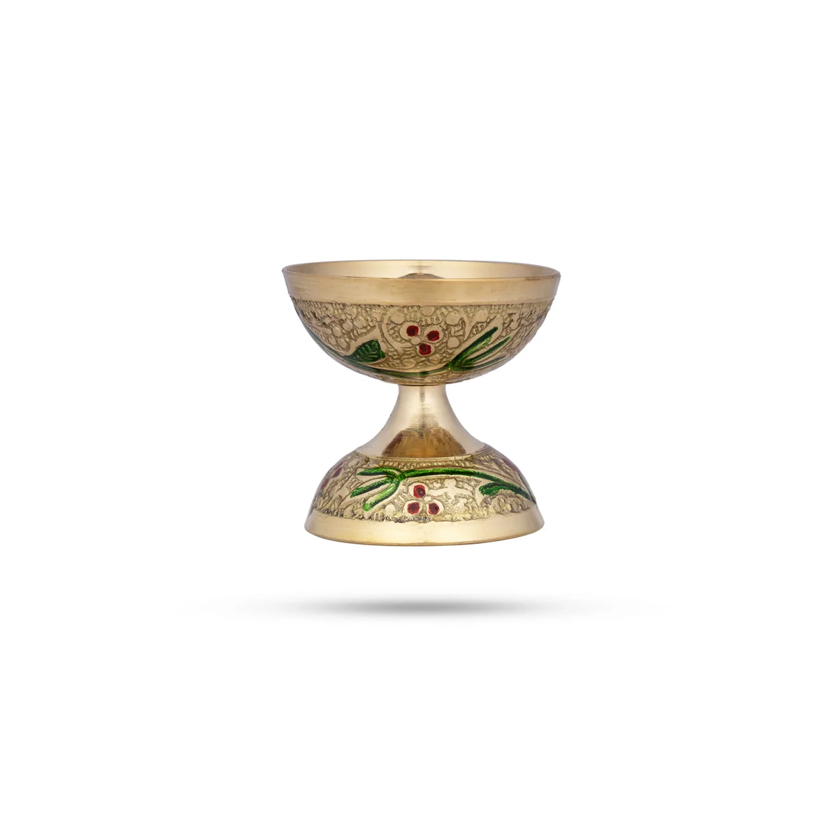 Meenakari Design Pooja Thali Set - 10 Inches Dia | Brass Pooja Set/ 8 Pcs Puja Thali Set For Temple Rituals - Image 4