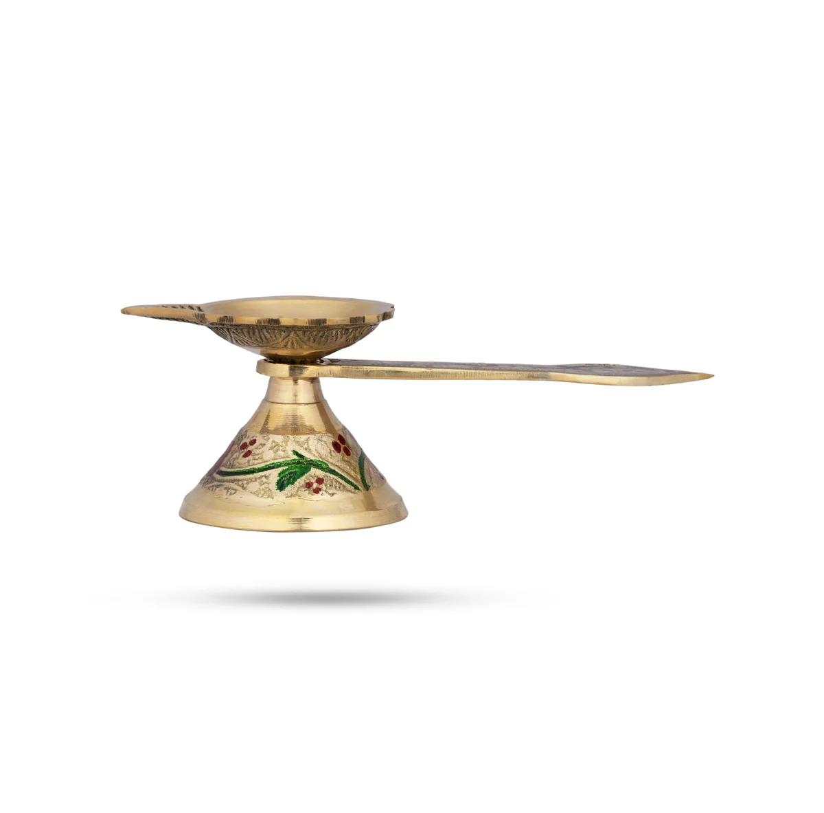 Meenakari Design Pooja Thali Set - 10 Inches Dia | Brass Pooja Set/ 8 Pcs Puja Thali Set For Temple Rituals - Image 6