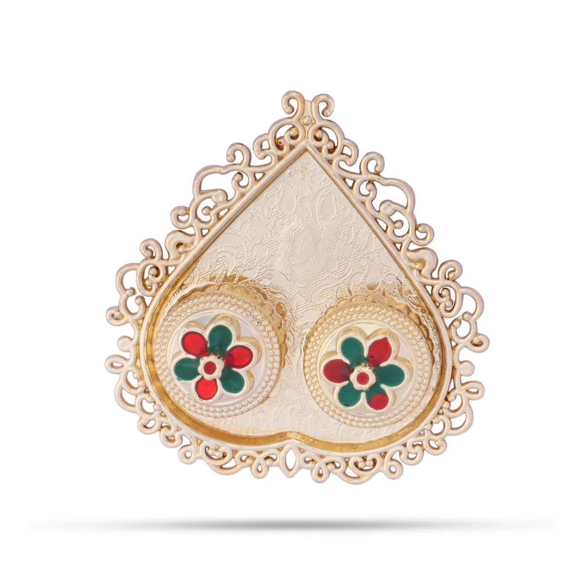 Meenakari Plate with Kumkum Pot - 1.5 x 4 Inches | Kumkum Bharani Plate for Pooja/ Assorted Design - Image 16