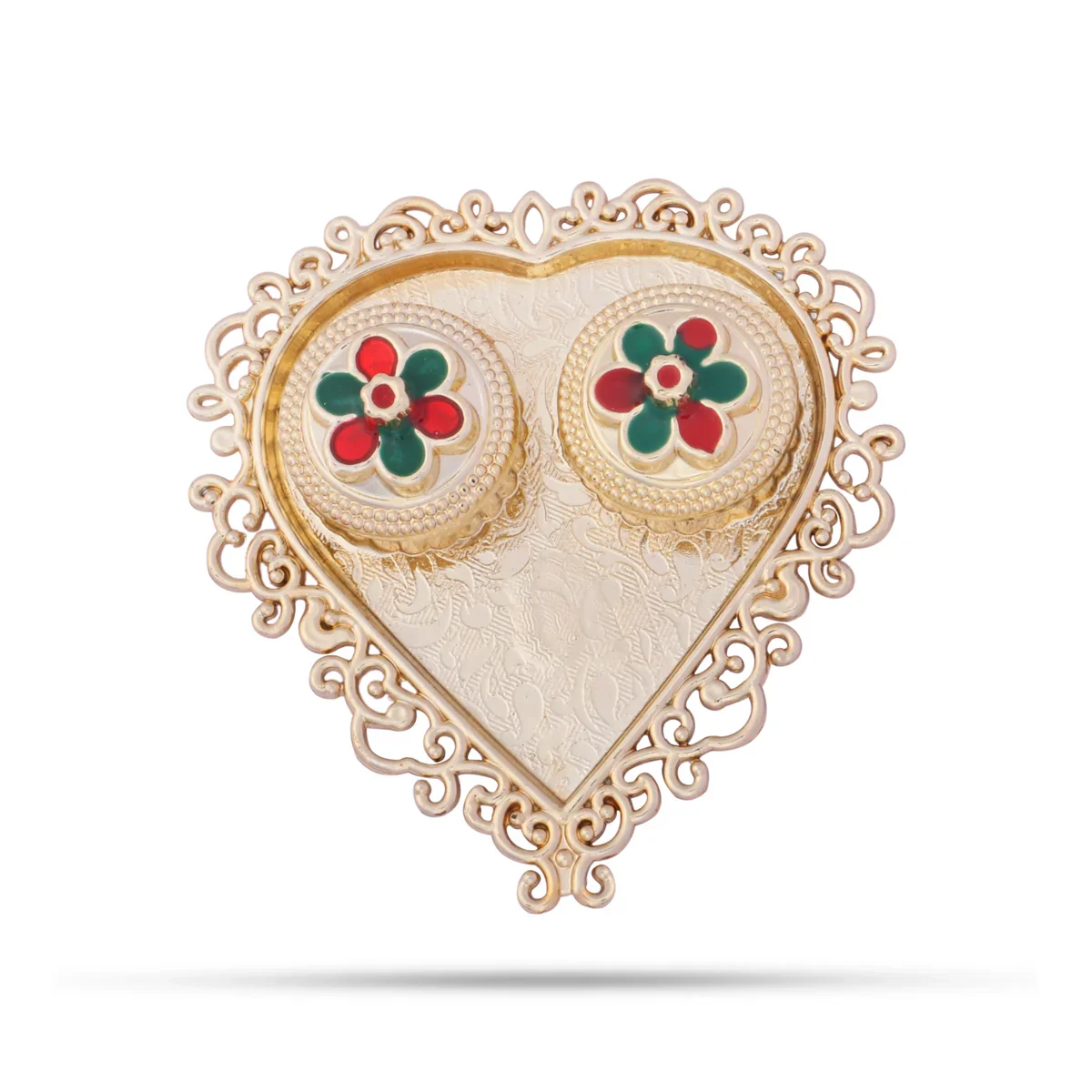 Meenakari Plate with Kumkum Pot - 1.5 x 4 Inches | Kumkum Bharani Plate for Pooja/ Assorted Design - Image 8
