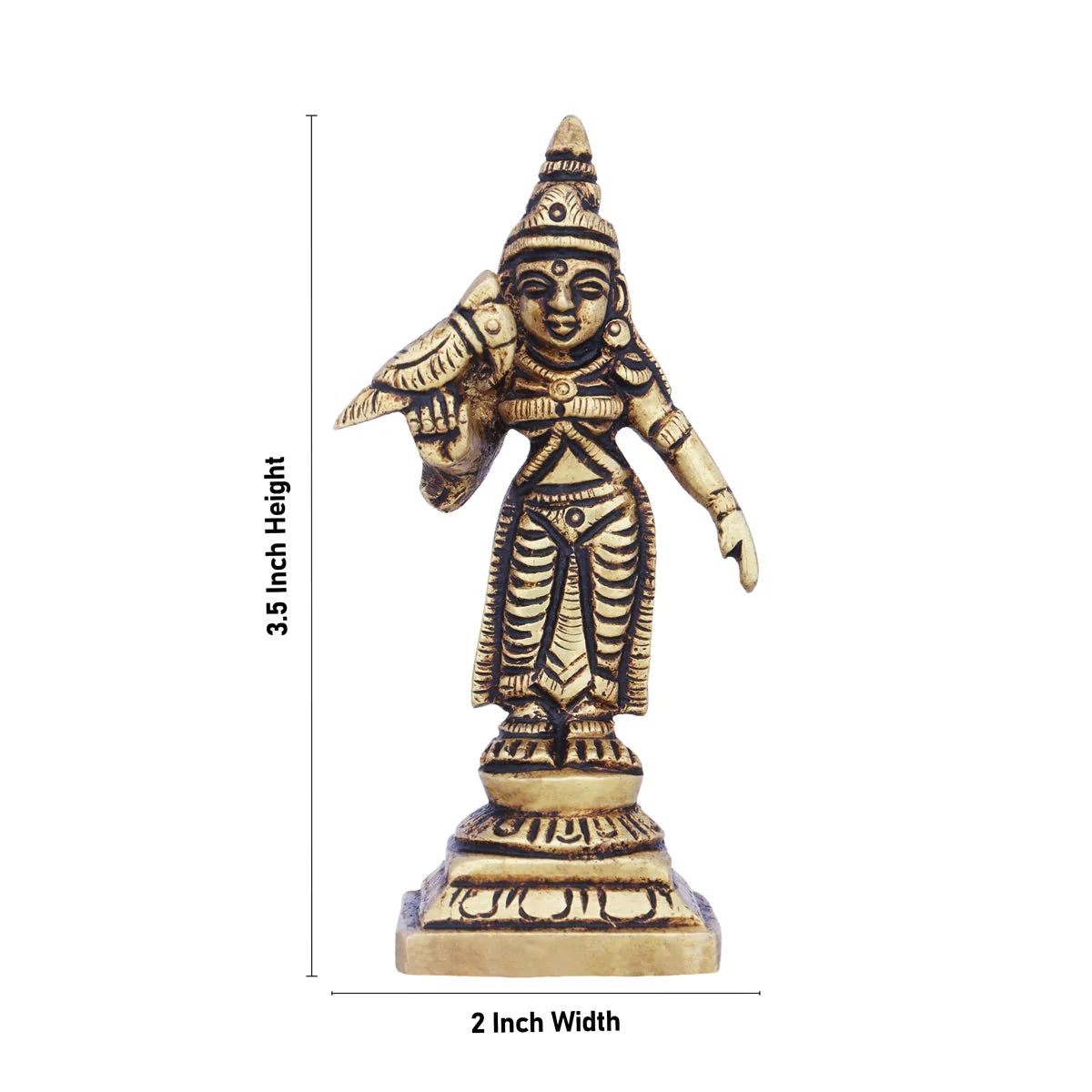 Meenakshi Amman Statue - 3.5 x 2 Inches | Meenakshi Amman Idol/ Brass Idol for Pooja - Image 4