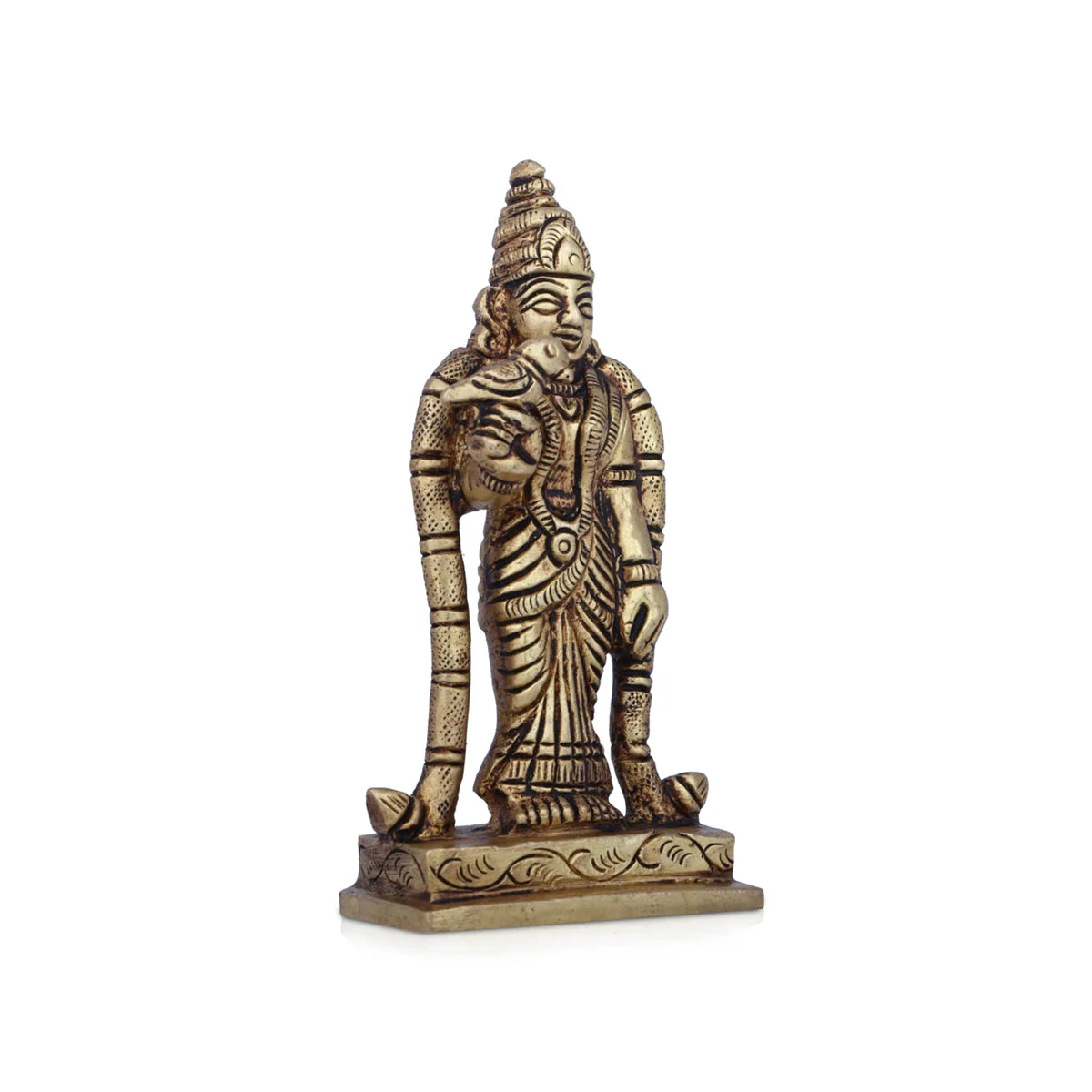 Meenakshi Amman Statue - 3.75 X 2 Inches | Meenakshi Amman Idol/ Antique Brass Idol For Pooja & Home Décor - Image 2
