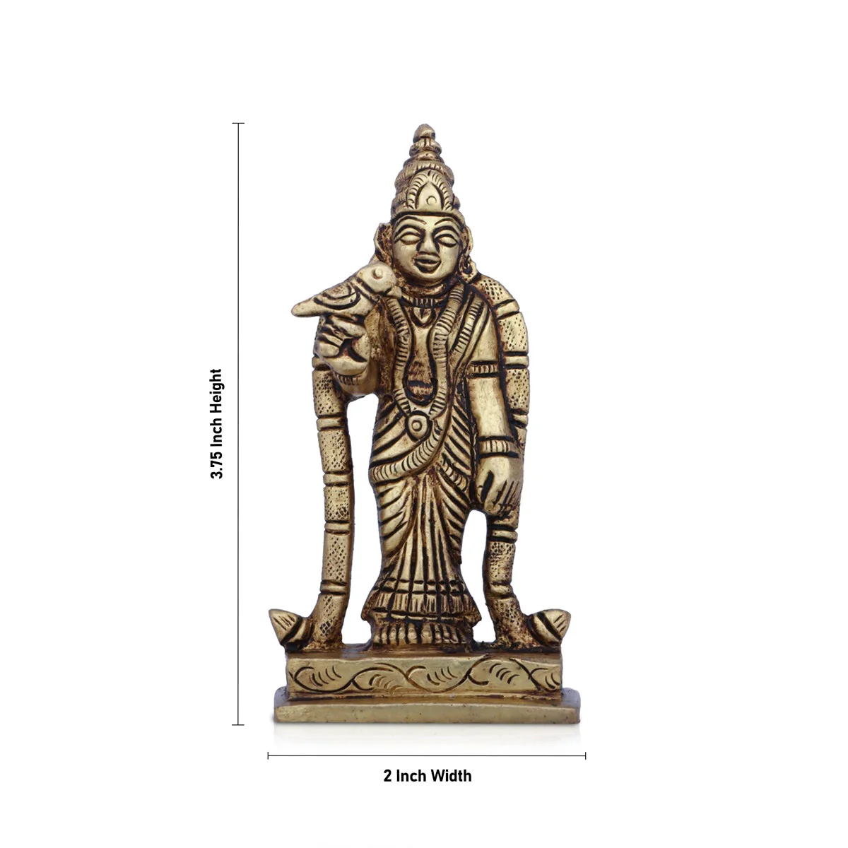 Meenakshi Amman Statue - 3.75 X 2 Inches | Meenakshi Amman Idol/ Antique Brass Idol For Pooja & Home Décor - Image 4