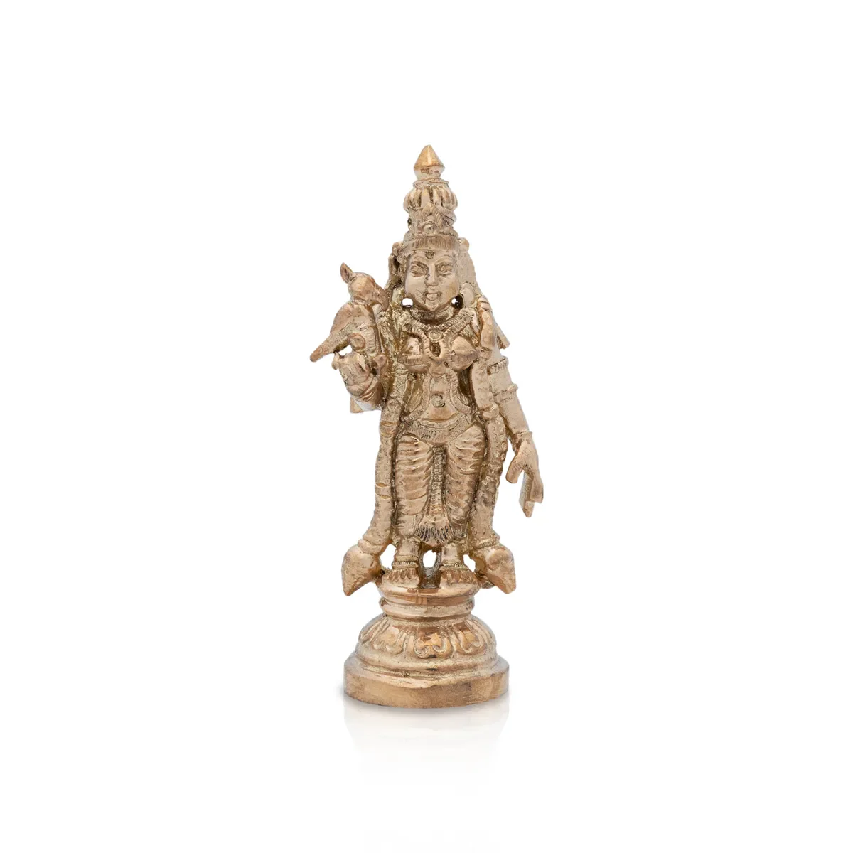 Meenakshi Statue Standing On Base - 3 x 2 Inches | Panchaloha Idol/ Meenakshi Amman Statue for Pooja - Image 3