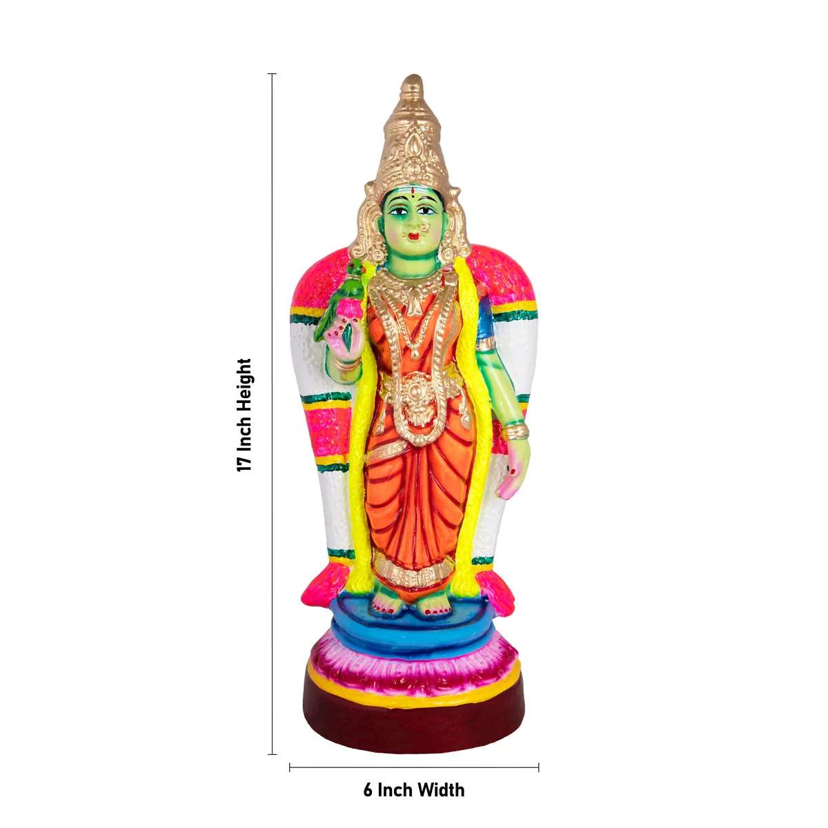 Meenakshi Amman Statue Paper Mache Golu Bommai- 17 X 6 Inches | Navaratri Gombe/ Giri Golu Doll/ Navratri Decor - Image 5