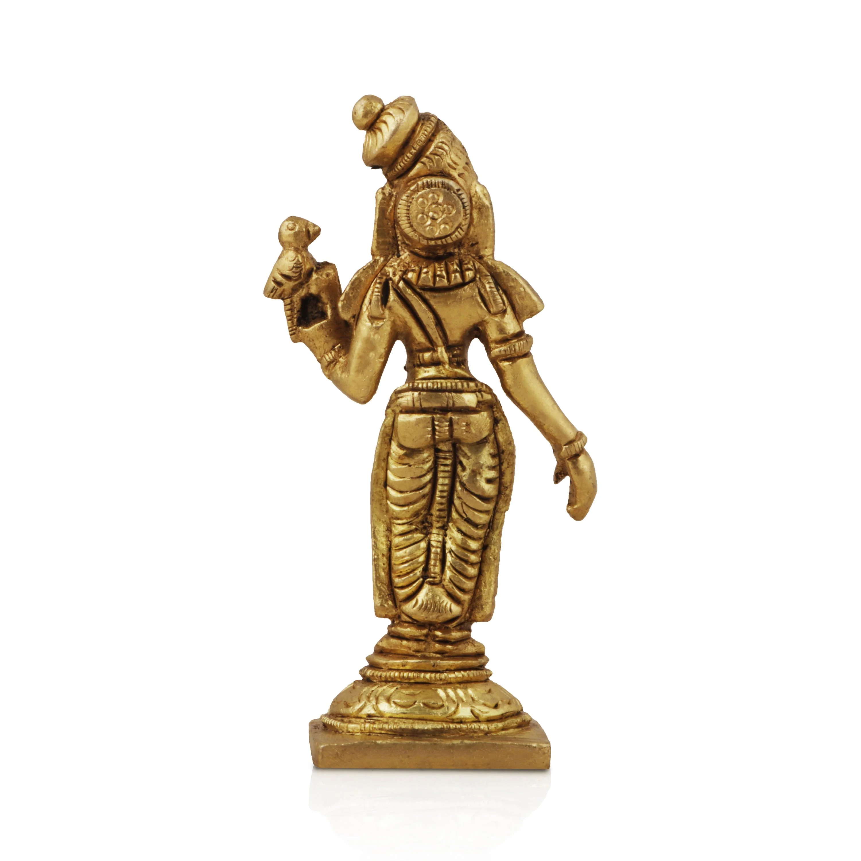 Meenakshi Amman Statue With Base - 3.5 x 1.25 Inches | Antique Brass Idol/ Meenakshi Statue for Pooja - Image 4