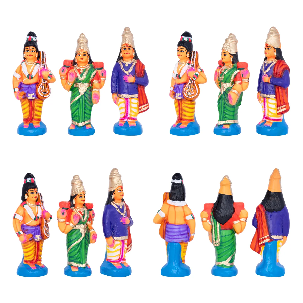 Meenakshi Kalyanam Paper Mache Golu Bommai Set- 11 X 8 Inches | Navaratri Golu Gombe/Giri Golu Doll/Navratri Decor - Image 5