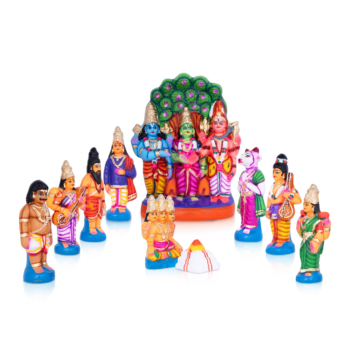 Meenakshi Kalyanam Paper Mache Golu Bommai Set- 11 X 8 Inches | Navaratri Golu Gombe/Giri Golu Doll/Navratri Decor - Image 6