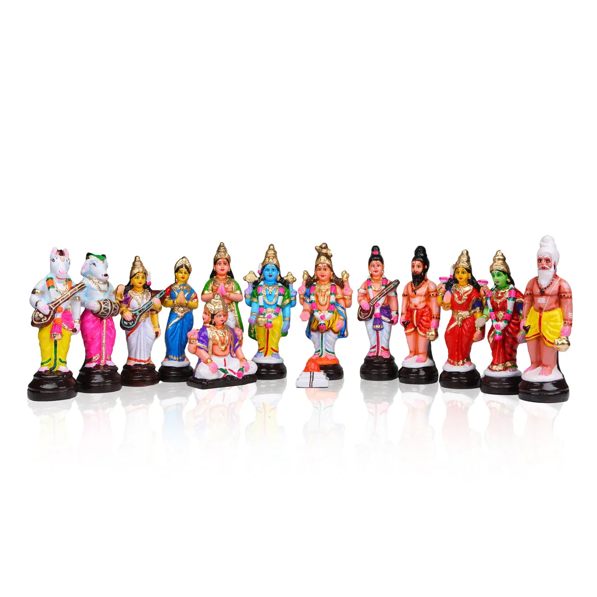 Meenakshi Kalyanam Clay Golu Bommai Set - 9.5 x 4.5 Inches | Giri Golu Doll/ Navaratri Golu Bomma/Gombe/Bommai - Image 2