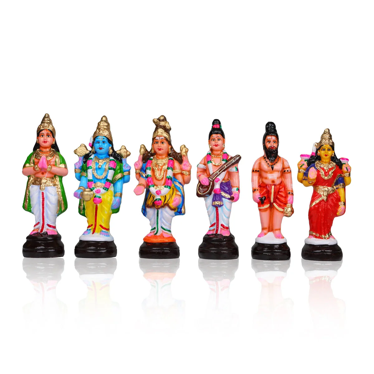 Meenakshi Kalyanam Clay Golu Bommai Set - 9.5 x 4.5 Inches | Giri Golu Doll/ Navaratri Golu Bomma/Gombe/Bommai - Image 3