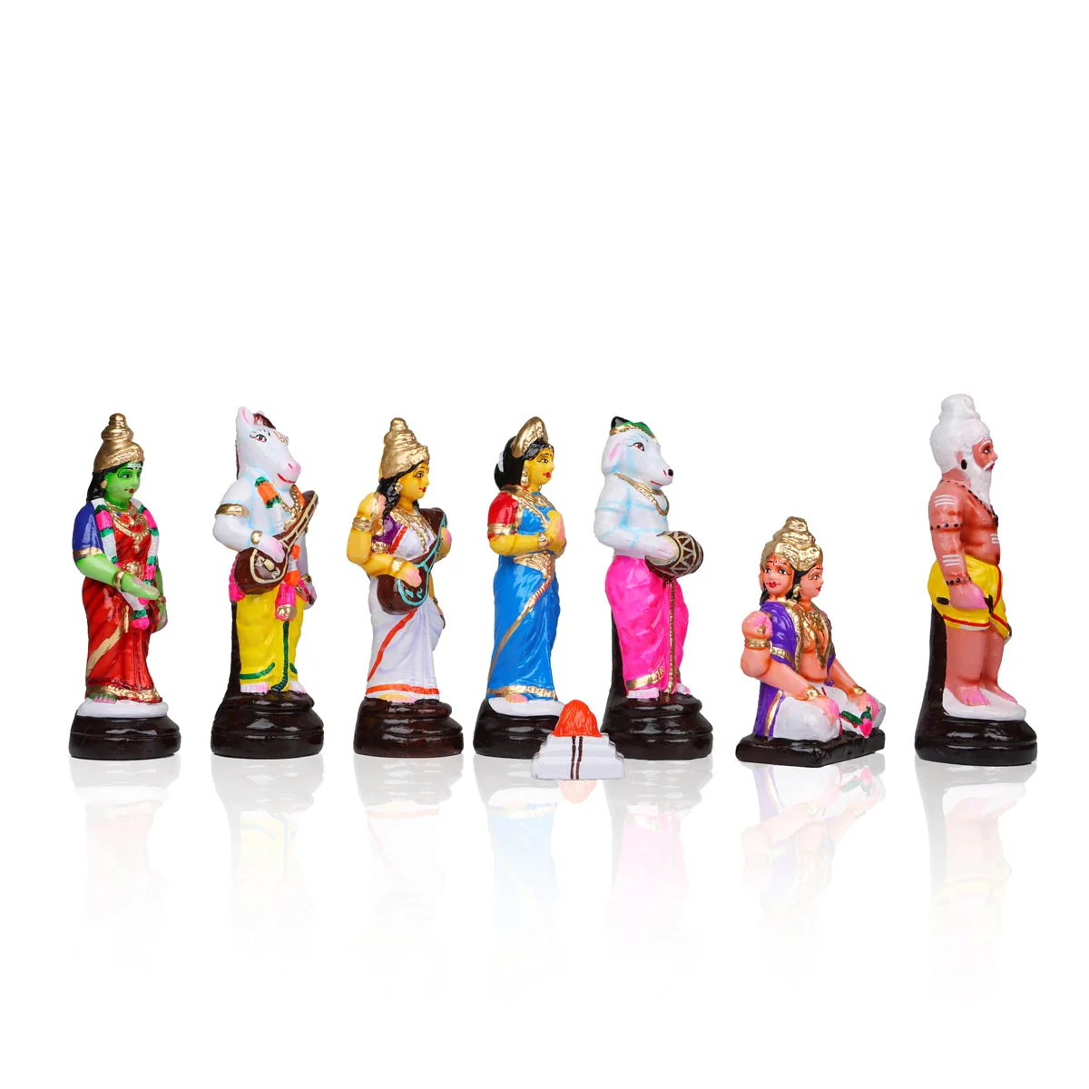 Meenakshi Kalyanam Clay Golu Bommai Set - 9.5 x 4.5 Inches | Giri Golu Doll/ Navaratri Golu Bomma/Gombe/Bommai - Image 4