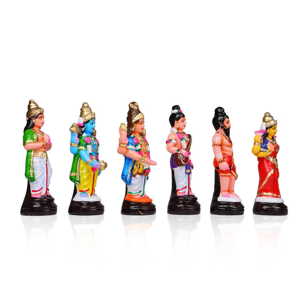 Meenakshi Kalyanam Clay Golu Bommai Set - 9.5 x 4.5 Inches | Giri Golu Doll/ Navaratri Golu Bomma/Gombe/Bommai - Image 5