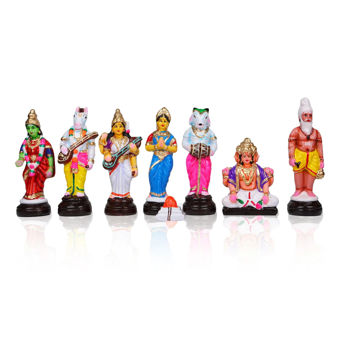 Meenakshi Kalyanam Clay Golu Bommai Set - 9.5 x 4.5 Inches | Giri Golu Doll/ Navaratri Golu Bomma/Gombe/Bommai - Image 6
