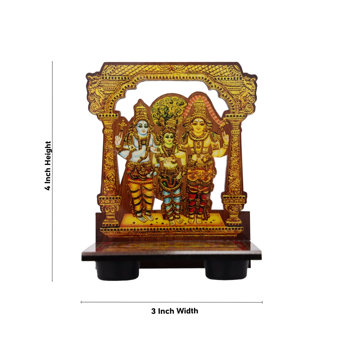 Sri Chakra Design Manai Palagai With Meenakshi Kalyanam Photo Frame - 4 x 3 Inches | Bajot With Picture Frame - Image 5