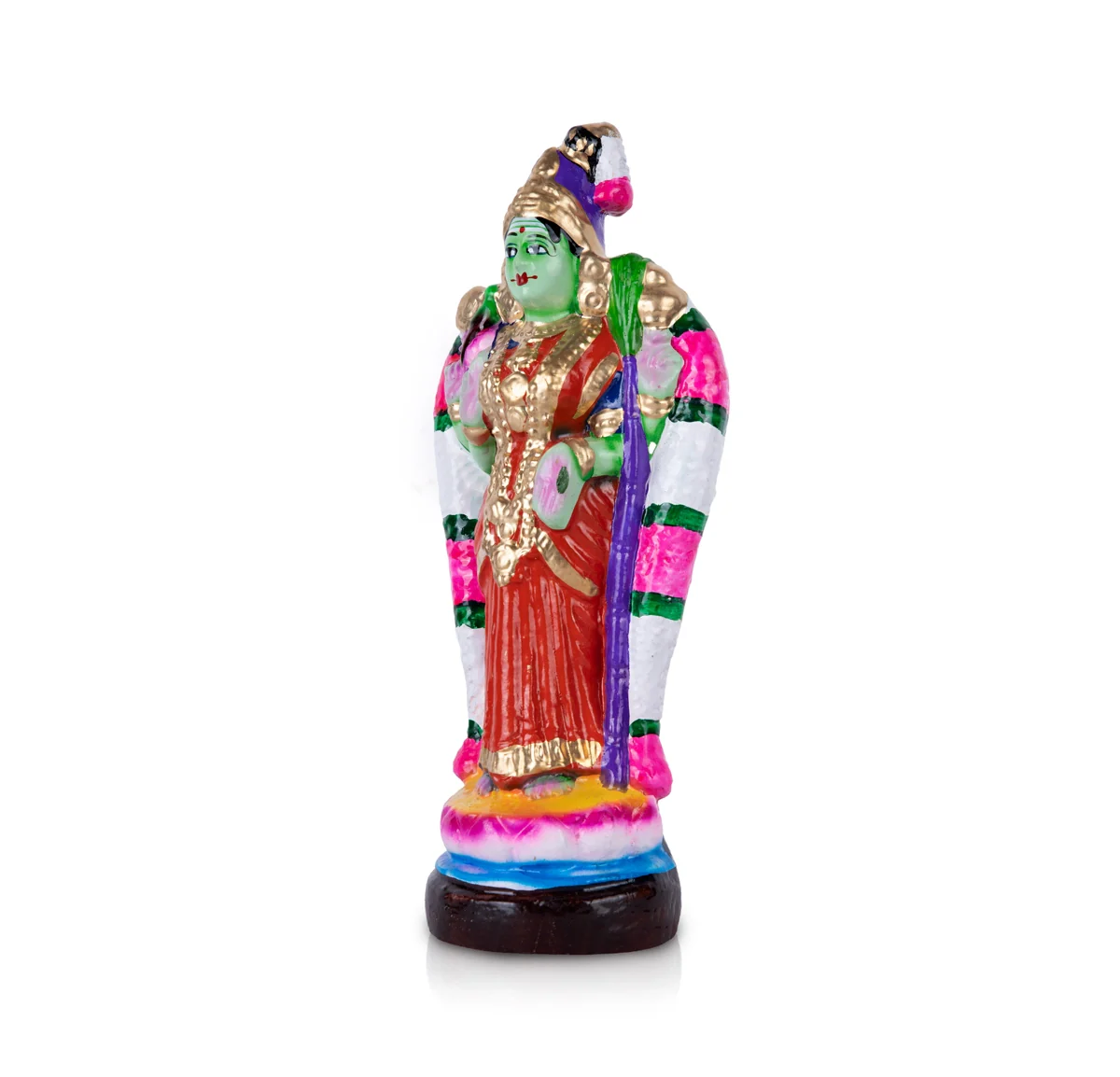 Meenakshi Statue Clay Golu Bommai - 9 x 4 Inches | Giri Golu Doll/ Navaratri Golu Bomma/ Gombe/ Bommai - Image 2