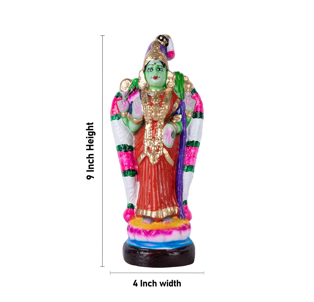 Meenakshi Statue Clay Golu Bommai - 9 x 4 Inches | Giri Golu Doll/ Navaratri Golu Bomma/ Gombe/ Bommai - Image 4