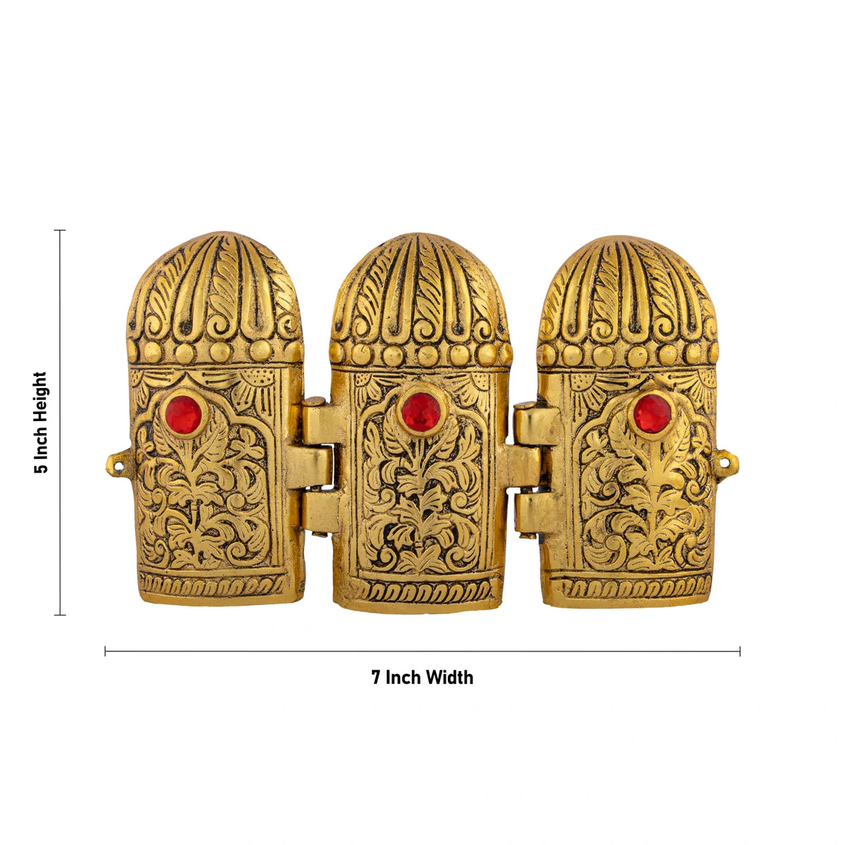Metal Laxmi Ganesh Saraswati Murti With Closing Type Box - 5 x 7 Inches | Gold Polish Laxmi Ganesh Saraswati Idol - Image 2
