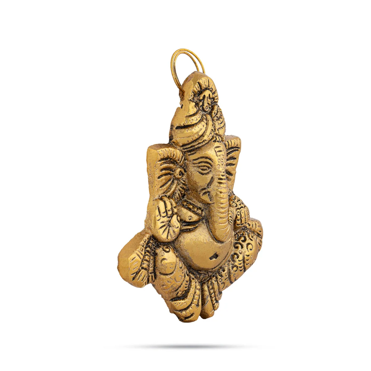 Metal Pagdi Ganesh Murti Wall Hanging - 4 x 3.5 Inches | Gold Polish Ganpati Murti Wall Hanger for Home - Image 2