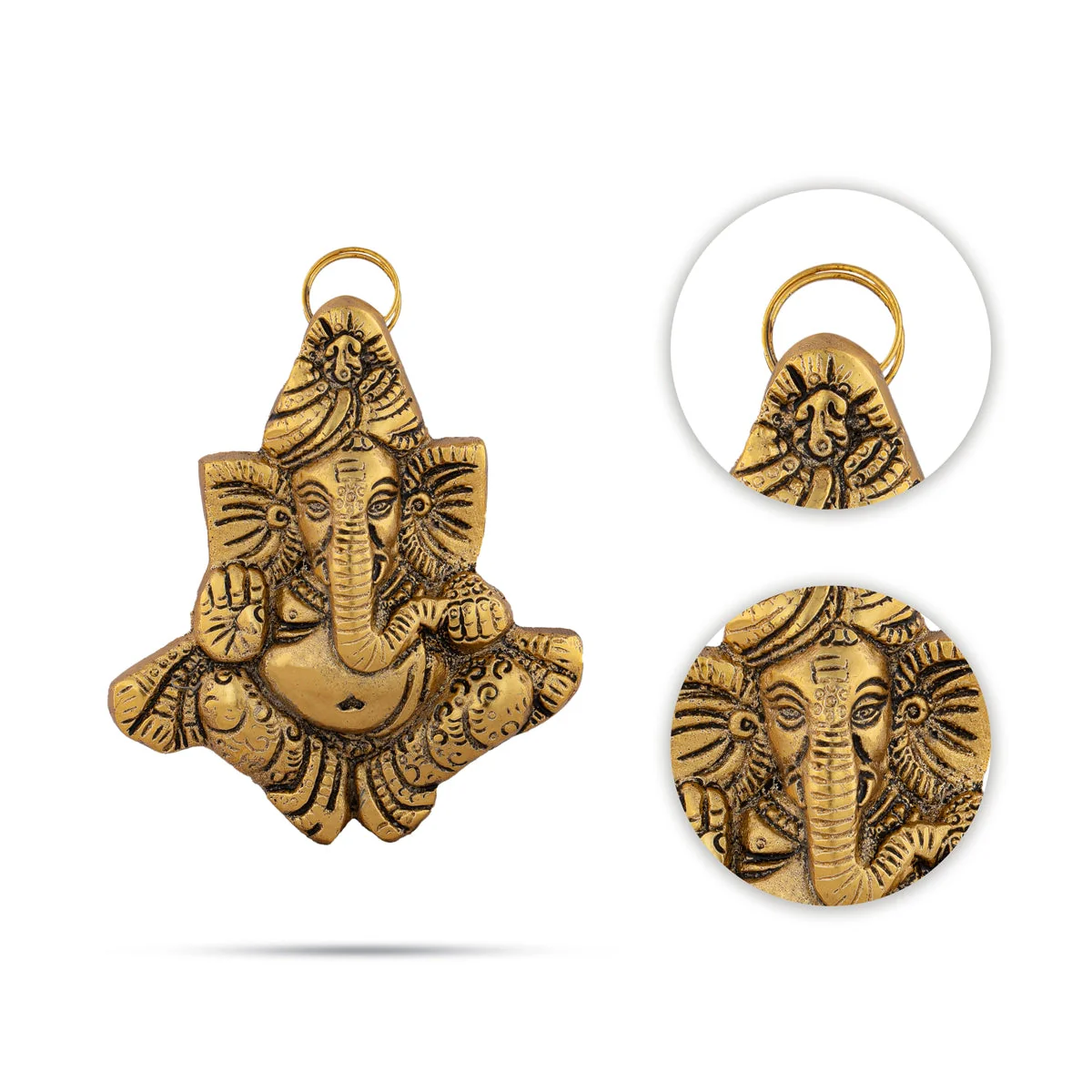 Metal Pagdi Ganesh Murti Wall Hanging - 4 x 3.5 Inches | Gold Polish Ganpati Murti Wall Hanger for Home - Image 4
