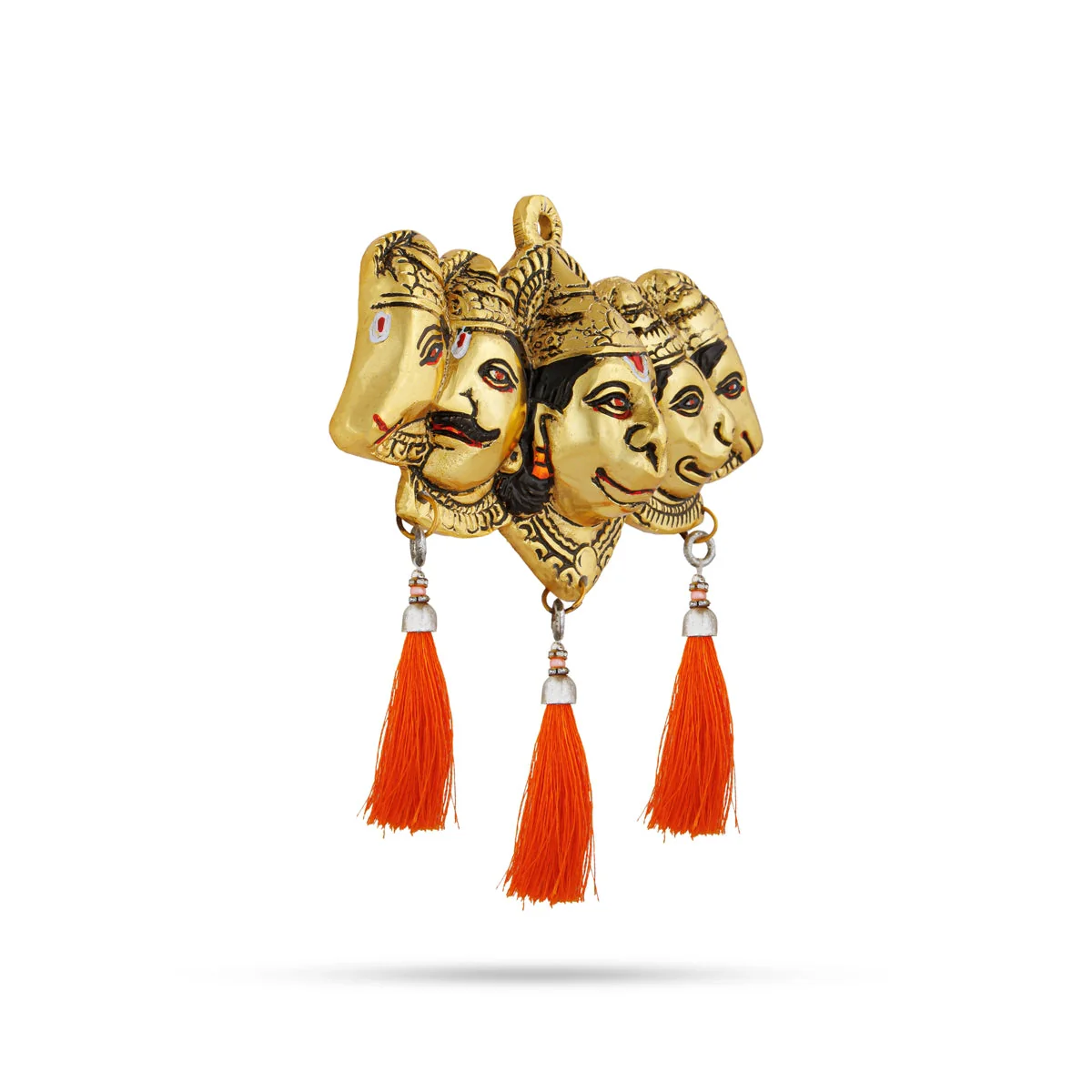 Metal Panchmukhi Hanuman Murti Wall Hanging - 3.5 x 6.5 Inches | Gold Polish Anjaneya Face Wall Hanger for Home - Image 3