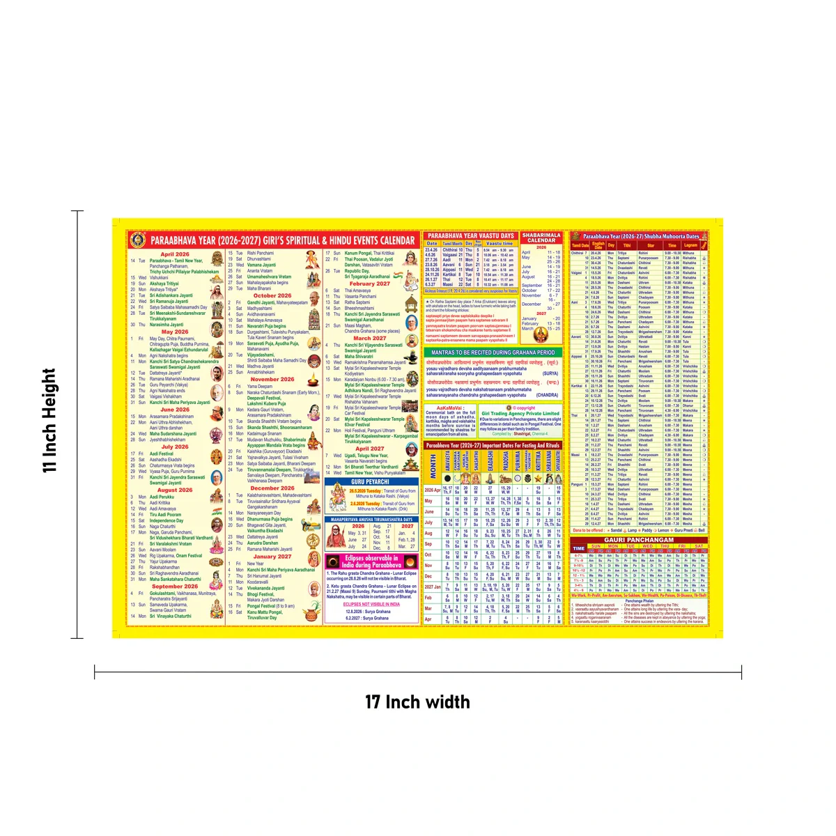 Mini Sheet Panchangam 2026-2027-English | Laminated Panchangam Book/ Periodicals/ Astrology Book - Image 4