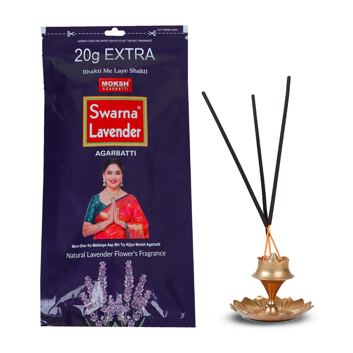 Moksh Swarna Lavender Incense Sticks - 90 Gms | Agarbathi/ Agarbatti for Pooja - Image 3