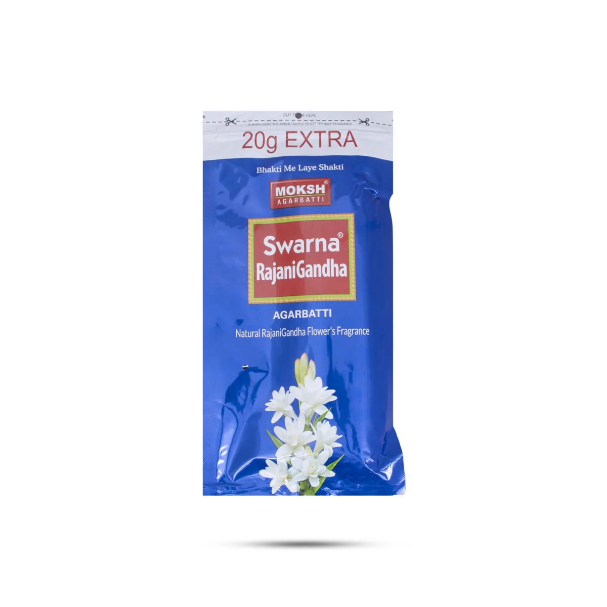 Moksh Swarna Rajanigandha Agarbatti - 90 Gms | Incense Sticks/ Zipper Pouch/ Agarbathi for Pooja - Image 2