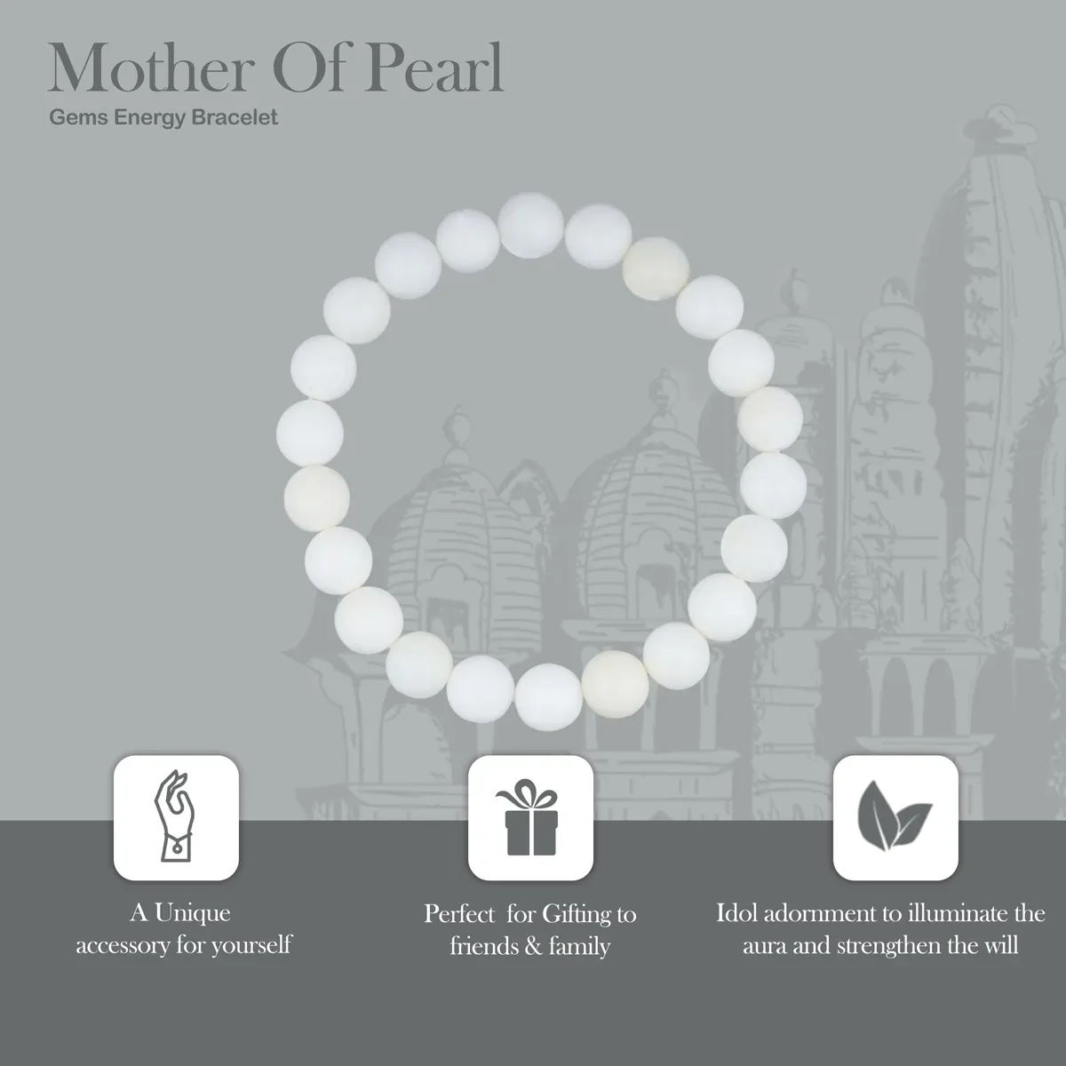 Mother Of Pearl Bracelet- 2.5 Inches | Semi Precious Stone Bracelet/ Crystal Bracelet For Attracting Positivity - Image 3