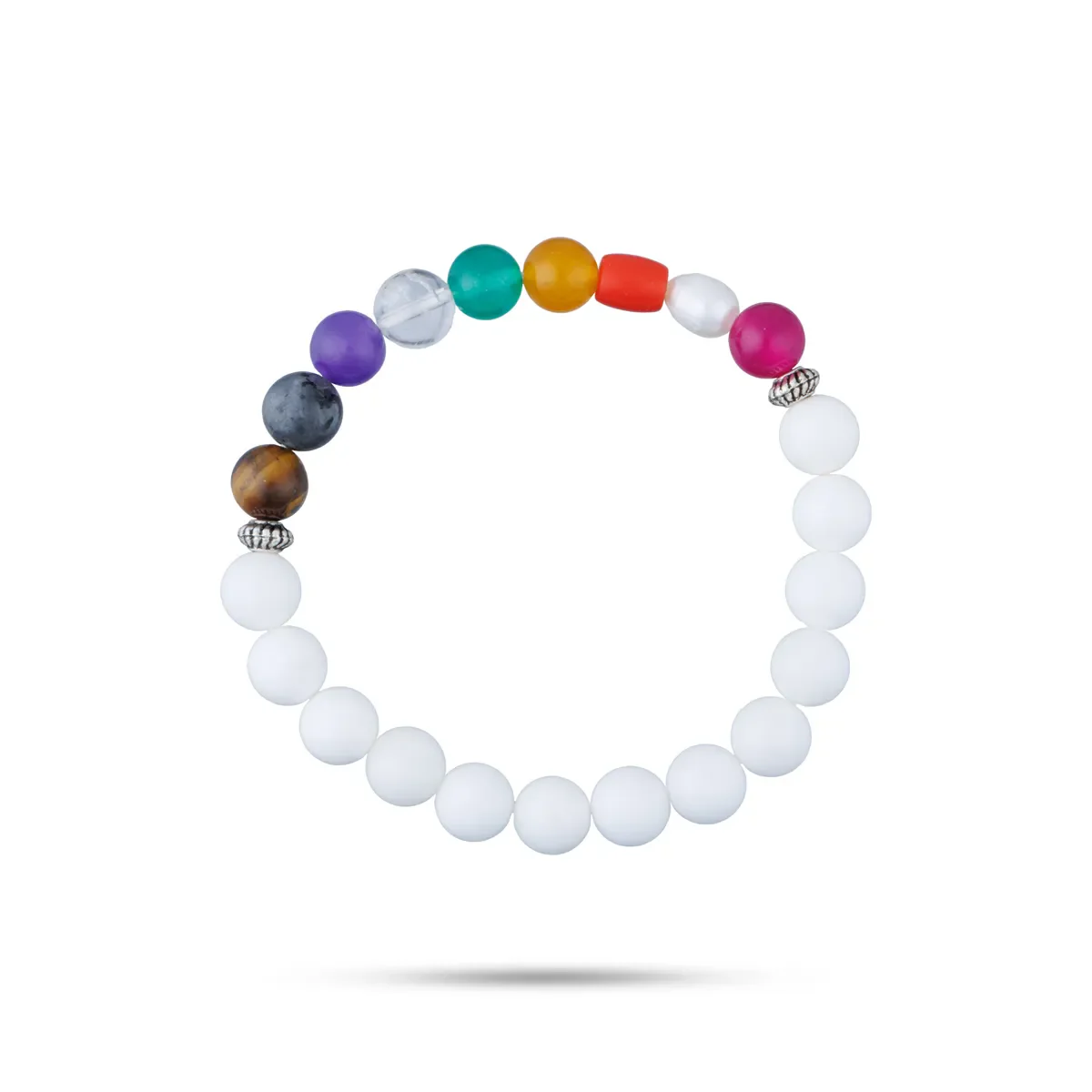 Mother Of Pearl Navratna Bracelet - 2.5 Inches | Bracelet Mother Of Pearl/ Navratan Bracelet For Spiritual Wear - Image 4