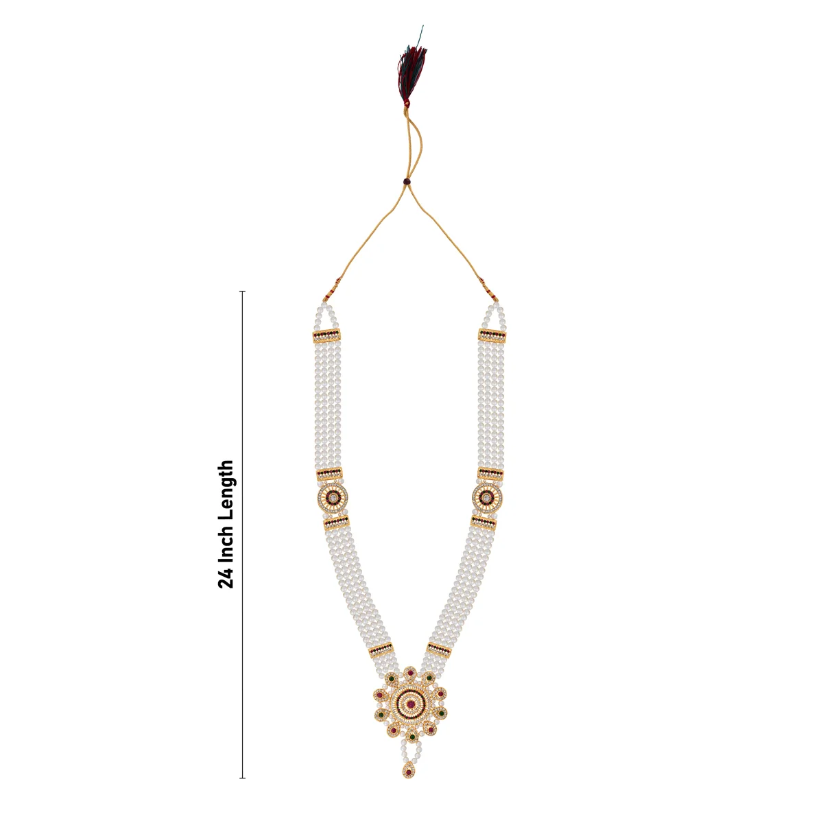 4 Line Moti Mala - 24 Inches | White Beaded Mala/ Artificial Jewellery For Weddings And Women - Image 2