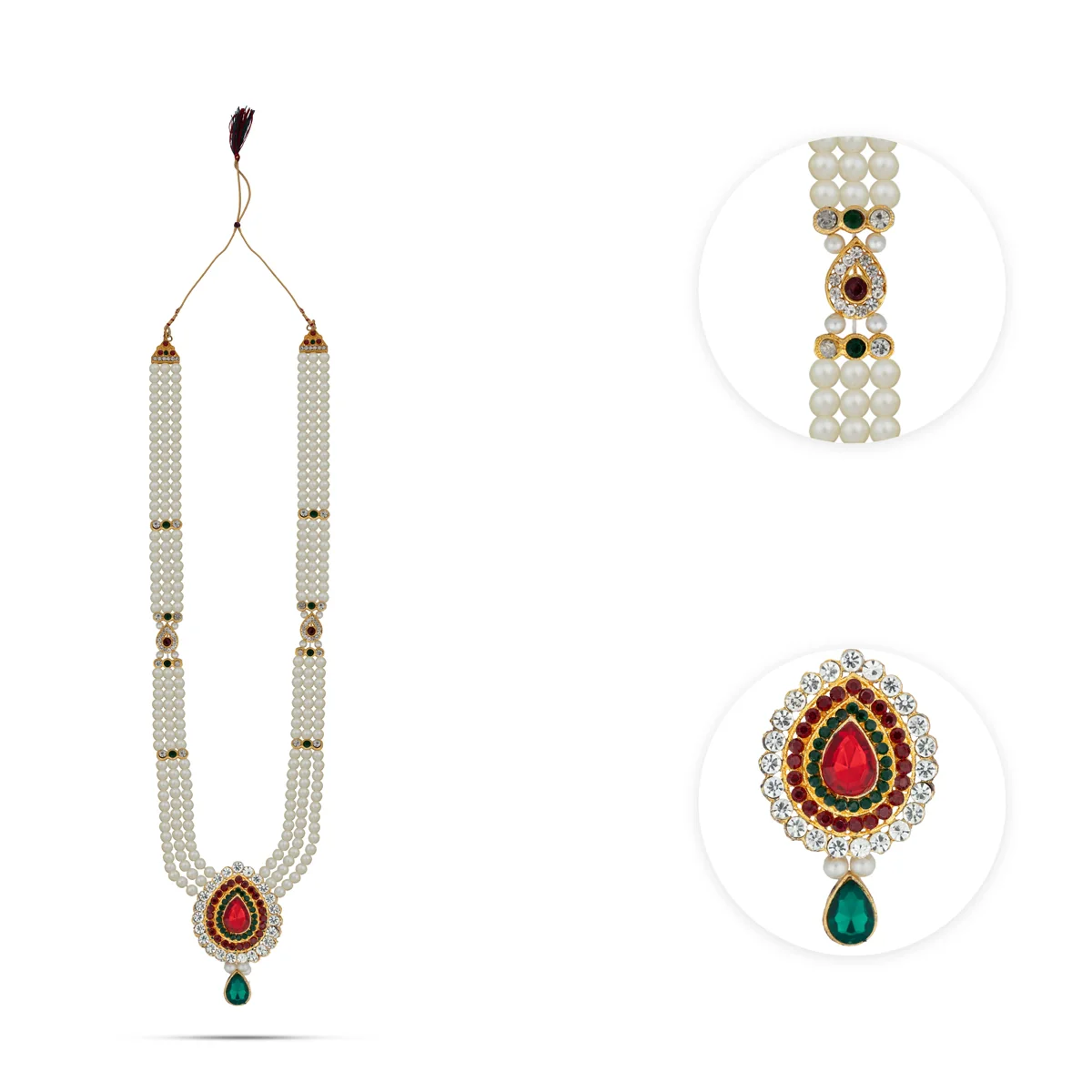 3 Line Moti Mala - 14 Inches | White Beaded Mala/ Artificial Jewellery For Weddings And Women - Image 4