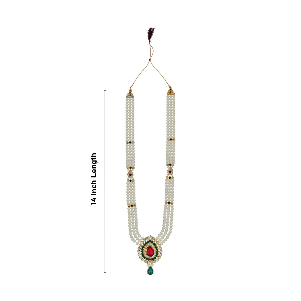 3 Line Moti Mala - 14 Inches | White Beaded Mala/ Artificial Jewellery For Weddings And Women - Image 7