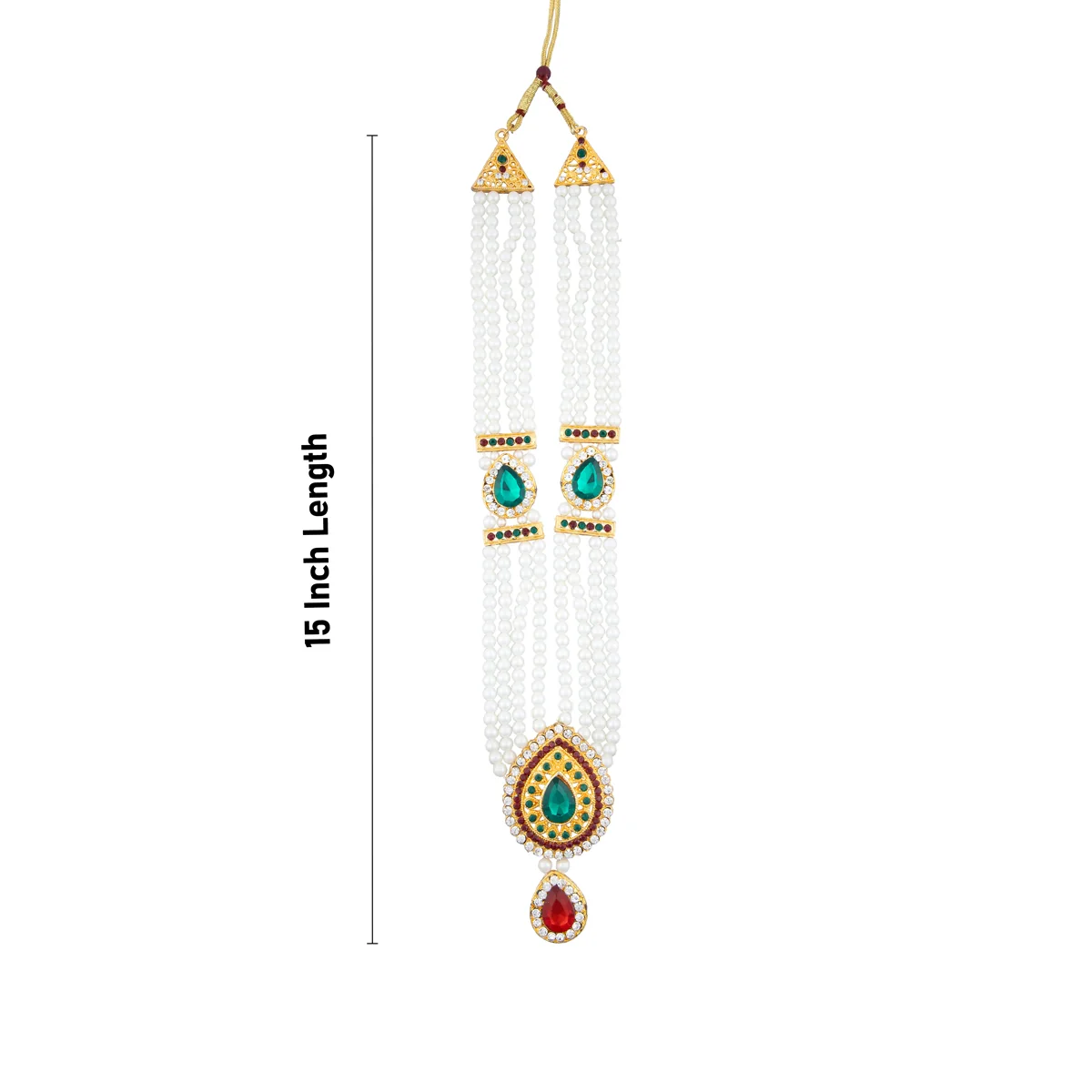 4 Line Moti Mala - 15 Inches | White Beaded Mala/ Artificial Jewellery For Weddings And Women - Image 2