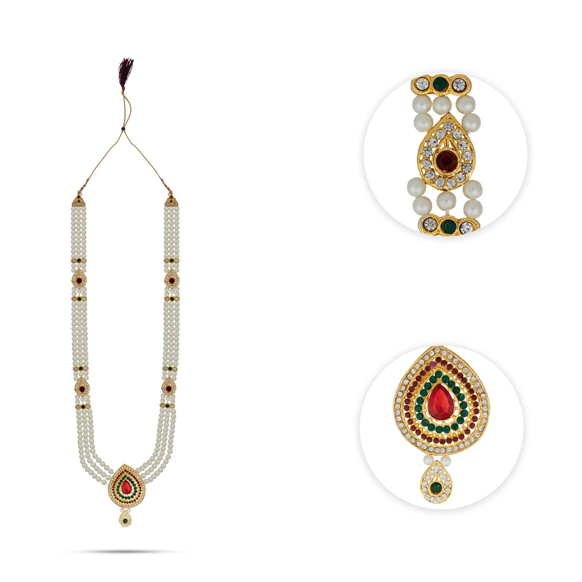 3 Line Moti Mala - 16 Inches | White Beaded Mala/ Artificial Jewellery For Weddings And Women - Image 3