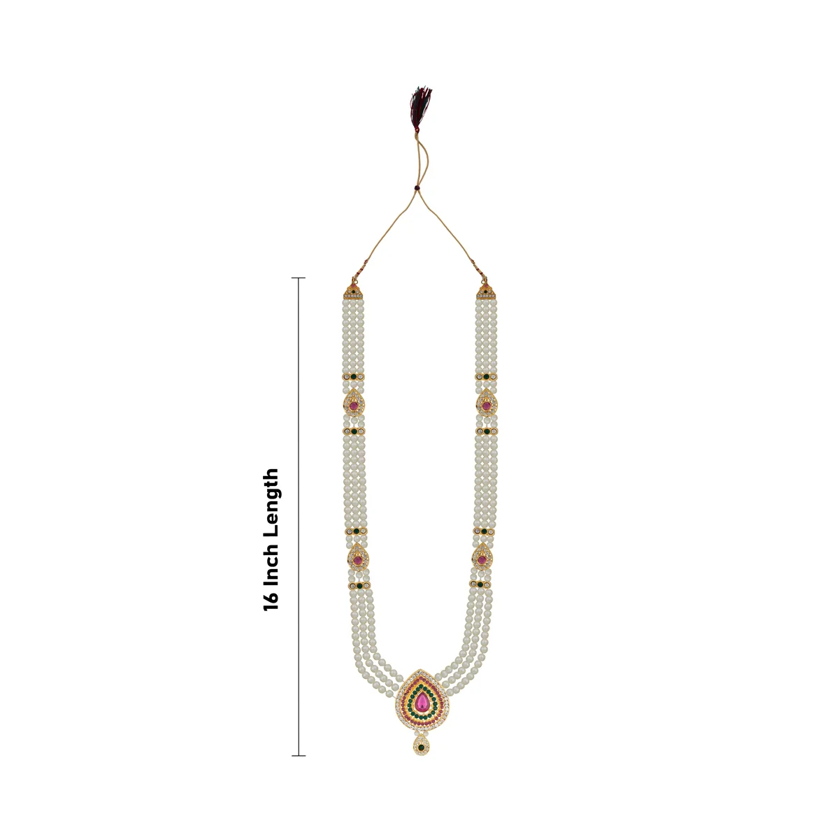 3 Line Moti Mala - 16 Inches | White Beaded Mala/ Artificial Jewellery For Weddings And Women - Image 5